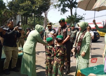 Kedatangan Danrem 073 Makutarama Kolonel Inf Ari Prasetya disambut oleh jajaran Kodim 0718/Pati pada Senin, 22 Juli 2024. (Setyo Nugroho/Lingkarjateng.id)