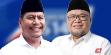 Bakal Calon Bupati Rembang, Harno (kiri) dengan Mochamad Hanies Cholil Barro' (kanan). (Dok. Lingkarjateng.id)