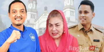 Yoyok Sukawi (kiri), Hevearita Gunaryanti Rahayu (tengah), dan Dico M. Ganinduto (kanan). (Dok. Lingkarjateng.id)