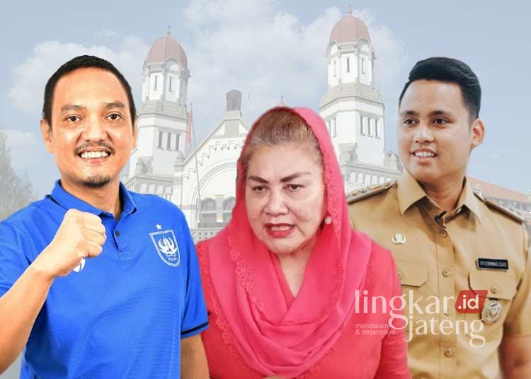 Yoyok Sukawi (kiri), Hevearita Gunaryanti Rahayu (tengah), dan Dico M. Ganinduto (kanan). (Dok. Lingkarjateng.id)