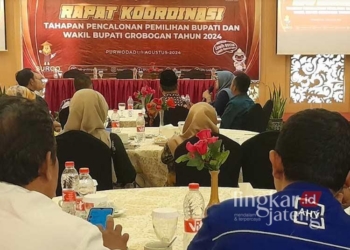 Rapat koordinasi Tahapan Pencalonan Pilihan Bupati dan Wakil Bupati Grobogan 2024 yang digelar KPU setempat pada Kamis, 1 Agustus 2024. (Eko Wicaksono/Lingkarjateng.id)