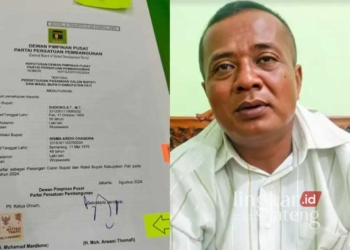 Sekjen DPC PPP Pati Zamroni membantah DPP PPP telah mengeluarkan rekomendasi kepada pasangan Sudewo-Chandra. (Arif Febriyanto/Lingkarjateng.id)