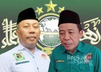 Ketua DPC PPP Pati KH. Ubaidillah Wahab (kiri) dan Ketua DPC PKB Pati Bambang Susilo (kanan). (Dok. Lingkarjateng.id)
