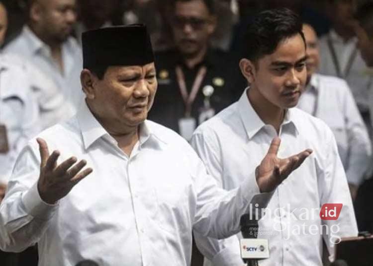 Pasangan Calon Presiden dan Wakil Presiden RI Terpilih periode 2024—2029, Prabowo Subianto dan Gibran Rakabuming Raka. (Antara/Lingkarjateng.id)