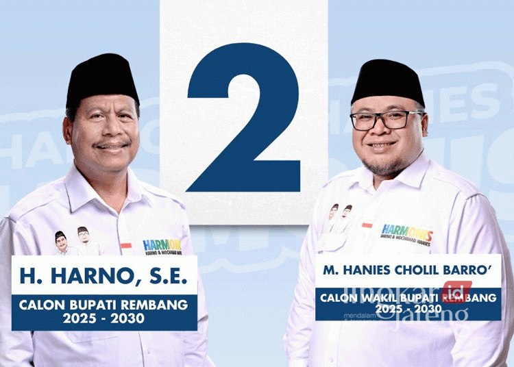Pasangan Calon Bupati-Wakil Bupati Rembang, Harno dan M. Hanies Cholil Barro'. (Dok. HMS/Lingkarjateng.id)