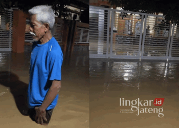 Kondisi banjir selutut orang dewasa yang merendam Desa Sinomwidodo, Kecamatan Tambakromo, Kabupaten Pati, pada Jumat malam, 25 Oktober 2024. (Arif Febriyanto/Lingkarjateng.id)