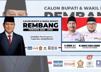Ketua DPP Gerindra sekaligus Presiden RI Prabowo Subianto mendukung Harno-Hanies di Pilkada Rembang 2024. (Dok. HMS/Lingkarjateng.id)