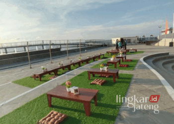 Salah satu fasilitas yang ada di Pantai Pasir Kencana, Kota Pekalongan. (Dok. Kominfo Kota Pekalongan/Lingkarjateng.id)