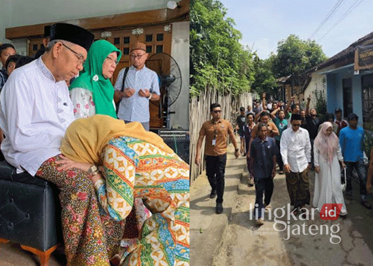 Kolase foto Calon Bupati Rembang nomor urut 01, Vivit Dinarini Atnasari, saat sungkeman sebelum menggunakan hak pilih di TPS Desa Sidowayah, Kecamatan/Kabupaten Rembang (kiri) dan Calon Wakil Bupati Rembang nomor urut 01, Zaimul Umam Nursalim (Gus Umam) dan istri diarak santri menuju TPS di Desa Narukan, Kecamatan Kragan (kanan), Rabu, 27 November 2024. (Setyo Nugroho/Lingkarjateng.id)