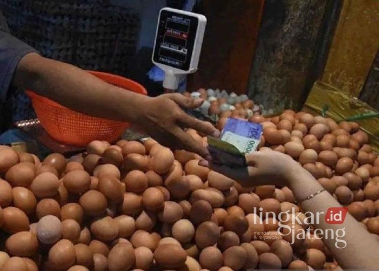 ILUSTRASI : Transaksi jual-beli telur di pasar tradisional. (ANTARA/Lingkarjateng.id)