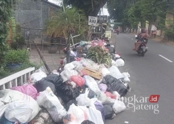 Tumpukan sampah di salah satu jalan di Kabupaten Kudus, Senin, 20 Januari 2025. (Mohammad Fahtur Rohman/Lingkarjateng.id)