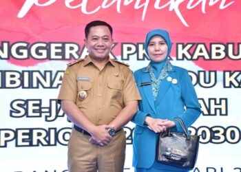 Wakil Bupati Pekalongan, Sukirman, saat menghadiri pelantikan Ketua TP PKK Kabupaten Pekalongan, Ny. Galuh Sukirman,  di Grhadhika Bhakti Praja, Semarang, Senin, 24 Februari 2025. (Fahri Akbar/Lingkarjateng.id)