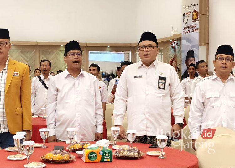 Harno-Hanies di acara HUT ke-17 Partai Gerindra di Hotel Gajah Mada, Rembang, Kamis (6/2). (Vicky Rio/Lingkarjateng.id)