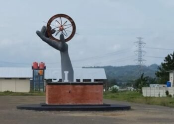 Lokasi proyek pembangunan sentra industri hasil tembakau (SIHT) di Jalan Pantura Kudus-Pati di Desa Klaling, Kecamatan Jekulo, Kabupaten Kudus. (ANTARA/Lingkarjateng.id)