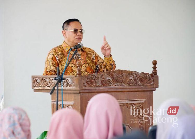 Bupati Pati Sudewo saat menghadiri halal bihalal di Kantor Kecamatan Tlogowungu, Kabupaten Pati pada Sabtu, 26 April 2025. (Humas Pemkab Pati/Lingkarjateng.id)