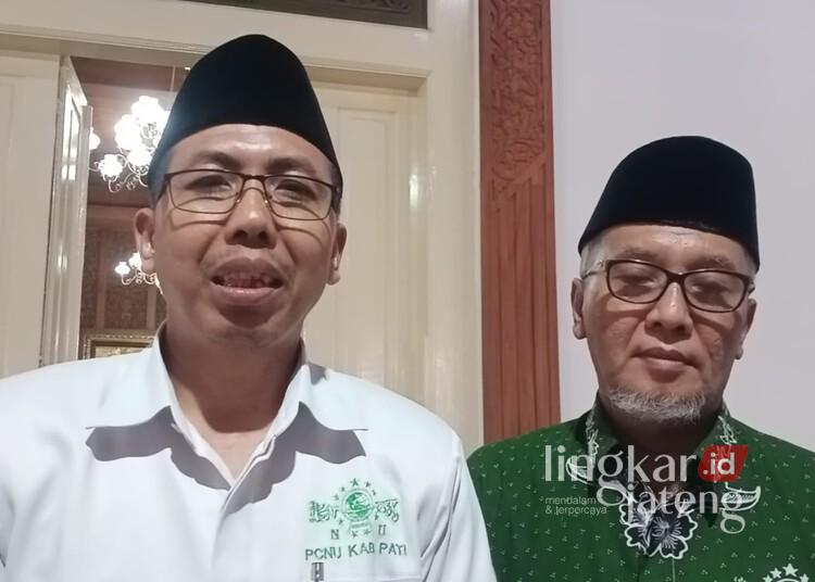 Ketua PCNU Kabupaten Pati, Yusuf Hasyim (kiri), saat diwawancarai usai bertemu Bupati Sudewo pada Kamis, 8 Mei 2025. (Setyo Nugroho/Lingkarjateng.id)
