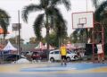 OLAHRAGA: Tim basket sedang menjalani latihan di Stadion Joyokusumo Pati. (Mutia Parasti/Lingkarjateng.id)