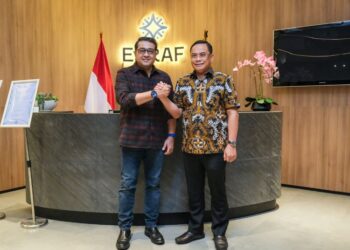 BERSINERGI: Bupati Pati Sudewo (kanan) dan Menteri Ekonomi Kreatif Teuku Riefky Harsya di gedung Kementerian Ekonomi Kreatif, Jakarta, Kamis, 12 Juni 2025. (Humas Pemkab Pati/Lingkarjateng.d)