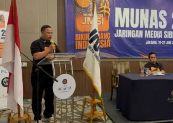 Ketua Jaringan Media Siber Indonesia (JMSI) Jawa Tengah, Agus Sunarko (Agsun) saat acara Musyawarah Nasional II JMSI di Jakarta, Minggu, 22 Juni 2025. (Nailin RA/Lingkarjateng.id)