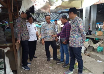 Tim dari Kementrian PU mengecek Pasar Ngawen di Kabupaten Blora beberapa waktu lalu. (Dindagkop UKM Blroa/Lingkarjateng.id)