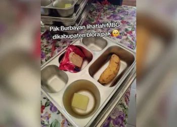 Menu MBG yang viral di TikTok. (Screenshot TikTok masnyutblora)