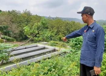 Kepala DLH Kendal saat menunjukkan bak penampungan air lindi, Selasa, 21 Oktober 2025. (Anik Kustiani/Lingkarjateng.id)