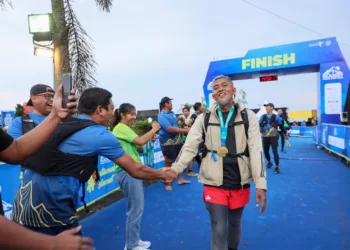 Sekda Jawa Tengah, Sumarno, saat mengikuti Slamet Trail Run 2025 di Kabupaten Purbalingga, Minggu, 19 Oktober 2025. (Humas Pemprov Jateng/Lingkarjateng.id)