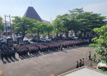 Apel jelang pengamanan rapat Pansus Hak Angket yang menghadirkan Bupati Pati Sudewo, Kamis, 2 Oktober 2025. (Dok. Humas Polresta Pati)