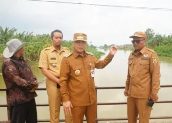 Bupati Pati Sudewo di sela-sela meninjau kondisi sungai dan jembatan di wilayah Kecamatan Sukolilo, Kabupaten Pati, Senin, 3 November 2025. (Antara/Lingkarjateng.id)