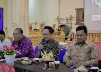 Kepala bidang pendidikan dasar Dinas Pendidikan, Kepemudaan, dan Olahraga (Disdikpora) Kabupaten Kudus, Anggun Nugroho, saat studi tiru ke Kota Denpasar pada Jumat, 31 Agustus 2025. (Fahtur Rohman/Lingkarjateng.id)