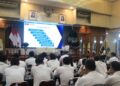 Suasana rapat kegiatan sosialisasi pedoman pengadaan bahan makanan (BAMA) dan pencatatan non-tender di lingkungan Kanwilpas Jateng yang diselenggarakan di Aula Kresna Basudewa Kanwil Kementerian Hukum Jawa Tengah, Rabu, 12 November 2025. (Humas Kanwil Kemenkumham Jateng)