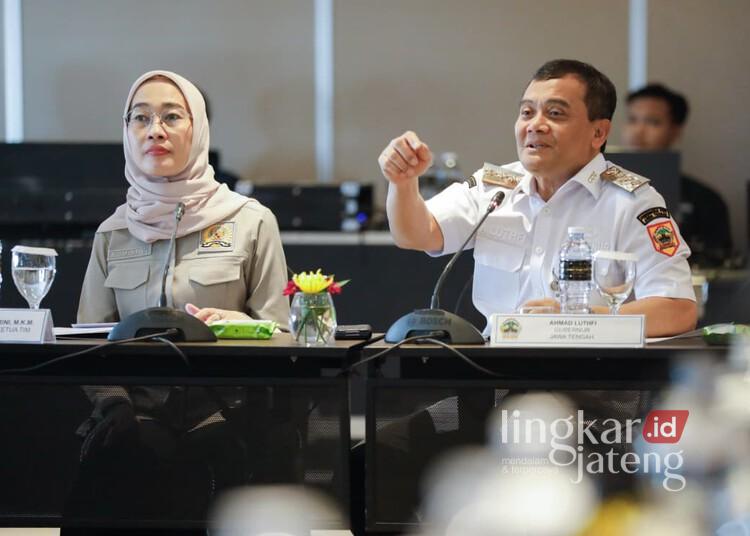 Gubernur Jawa Tengah (Jateng) Ahmad Luthfi menerima kunjungan kerja Komisi VI DPR RI di Hotel Gumaya, Kota Semarang, Rabu, 12 November 2025. (Humas Pemprov Jateng/Lingkarjateng.id)