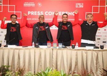 Sekda Jateng Sumarno menghadiri konferensi pers Bank Jateng Borobudur Marathon 2025 di Hotel Artos, Kota Magelang, Sabtu sore, 15 November 2025. (Humas Pemprov Jateng/Lingkarjateng.id)