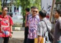 Pembangunan Gedung Inspektorat Kota Pekalongan Senilai Rp5,4 Miliar Molor 36 Wali Kota Pekalongan, Achmad Afzan Arslan Djunaid, saat meninjau langsung progres pembangunan gedung baru Inspektorat Daerah Kota Pekalongan, Kamis, 11 Desember 2025. (Fahri Akbar/Lingkarjateng.id)