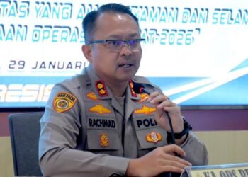 Jelang Ramadan, Polres Pekalongan akan Gelar Operasi Lalu Lintas 2 Pekan 25 Kapolres Pekalongan AKBP Rachmad C. Yusuf memberikan arahan kepada peserta Latpraops Operasi Keselamatan Candi 2026 di Aula Mapolres Pekalongan, Kamis, 29 Januari 2026. (Fahri Akbar/Lingkarjateng.id)