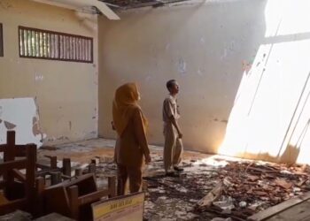 Kondisi kerusakan SDN 1 Plosorejo. (Eko Wicaksono/Lingkarjateng.id)