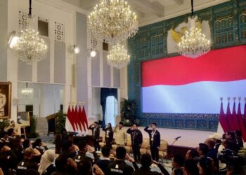 Presiden Prabowo Subianto menggelar acara penyambutan atlet peraih medali emas pada ajang SEA Games 2025 di Istana Negara, Jakarta, Kamis, 8 Januari 2025. (Antara)