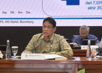 Menteri Keuangan Purbaya Yudhi Sadewa melaporkan realisasi sementara Anggaran Pendapatan dan Belanja Negara (APBN) Tahun 2025 dalam konferensi pers APBN KiTa Edisi Januari 2026 di Jakarta, Kamis, 8 Januari 2026. (Antara)