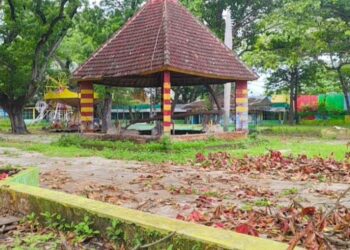 Kondisi Taman Kartini Rembang yang kurang terurus. (Vicky Rio/Lingkarjateng.id)