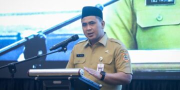 Wakil Gubernur Jawa Tengah Taj Yasin Maimoen saat acara Peringatan Bulan K3 Tahun 2026 Tingkat Provinsi Jawa Tengah di Hotel Novotel Semarang, Senin, 12 Januari 2026. (Humas Pemprov Jateng/Lingkarjateng.id)