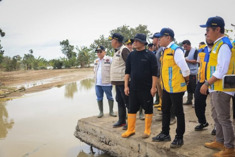 Jembatan Armco Batal Dipasang, Pemprov Bangun Jalan Permanen di Lokasi Tanggul Tinanding 25 Gubernur Jawa Tengah, Ahmad Luthfi didampingi Kepala Dinas PUSDATARU Henggar Budi Anggoro saat meninjau lokasi terdampak jebol tanggul di Desa Tinanding, Kecamatan Godong, Kabupaten Grobogan, Selasa (17/2). Foto : Dok. Pemprov Jateng/Lingkar Jateng