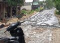Kondisi jalan cor basah usai diterobos oknum warga di Desa Palon, Kecamatan Jepon, Kabupaten Blora, Sabtu, 21 Februari 2026. (Eko Wicaksono/Lingkarjateng.id)