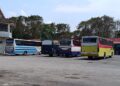 Bus menunggu penumpang di Terminal Purwodadi, Kabupaten Grobogan. (Ahmad Abror/Lingkarjateng.id)