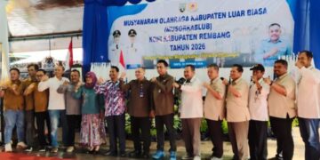 Penetapan Suswantoro sebagai Ketua Umum Komite Olahraga Nasional Indonesia (KONI) Kabupaten Rembang digelar di Pendopo Museum Kartini Rembang, Sabtu sore, 28 Februari 2026. (Dok. for Lingkarjateng.id)