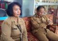Kepala SD Negeri 05 Dukuh, Salatiga Jumarti saat menjawab pertanyaan wartawan terkait video komplain menu MBG di sekolah tersebut, Senin, 2 Maret 2026. (Angga Rosa/Lingkarjateng.id)