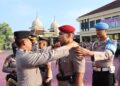 Upacara serah terima jabatan (sertijab) Wakapolres dan Kasat Binmas Polres Grobogan di lapangan apel Tribrata Mapolres setempat, Jumat (24/4/2026). Foto : Dok. Polres Grobogan/Lingkar