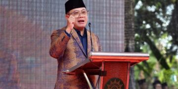 Plt. Bupati Pekalongan Sukirman menghadiri Halalbihalal Muhammadiyah di Masjid Khuzaemah, Kajen, Jumat, 3 April 2026. (Fahri Akbar/Lingkarjateng.id)