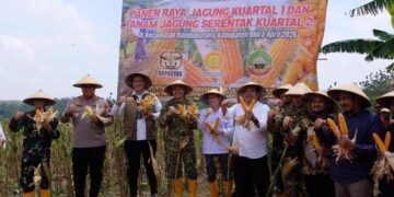 Panglima Kopassus, Kementan, Dirut Perum Bulog hingga Bupati Blora, lakukan panen dan tanam jagung secara simbolis di Desa Kutukan, Kecamatan Randublatung, Kabupaten Blora, Jawa Tengah, Jumat (3/4/2026). Foto : Dok.Pemkab Blora