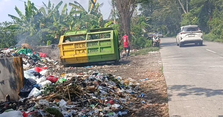 Kondisi tempat pembuangan sampah yang berada dijalan Randublatung - Blora sudah overload dan timbulkan bau tak sedap. Foto : Hanafi/Lingkar