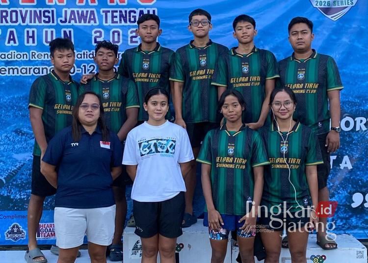Atlet Renang Jepara Borong 21 Medali di Kejurprov Jateng 2026 25 Atlet renang Jepara di ajang Kejurprov Jateng 2026. (Tomi Budianto/Lingkarjateng.id)